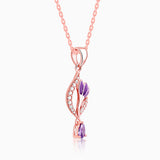 Women's Rose Gold Flowing Crocus Pendant with Link Chain