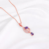 Women's Rose Gold Flowing Crocus Pendant with Link Chain