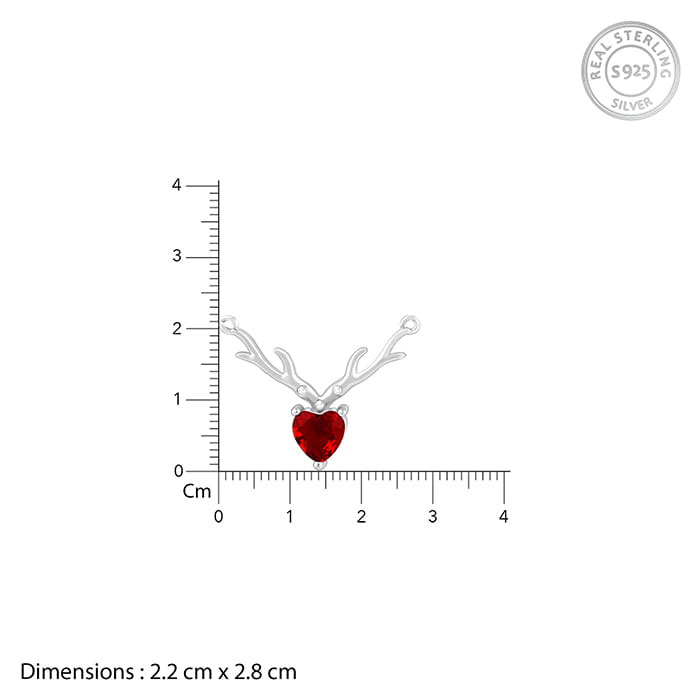 Women's Silver Deer Heart in Red Pendant Chain