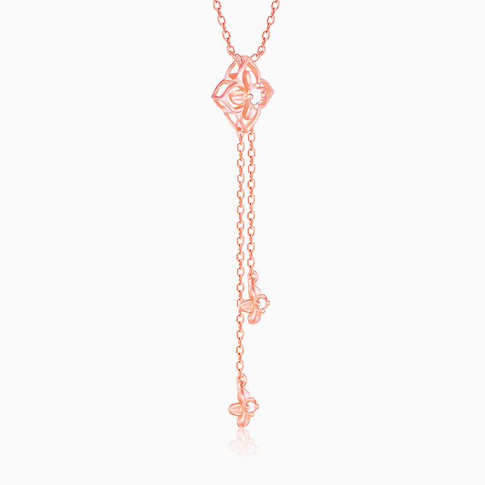 Women's Rose Gold Artsy Floral Necklace
