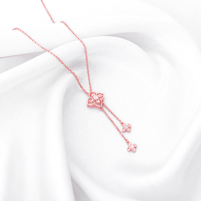 Women's Rose Gold Artsy Floral Necklace