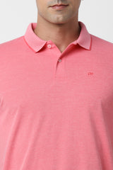 Men's Pink Casual Half Sleeves Polo Tshirt