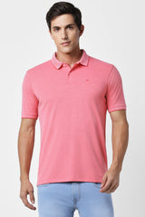 Men's Pink Casual Half Sleeves Polo Tshirt