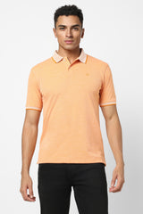 Men's Orange Casual Half Sleeves Polo Tshirt