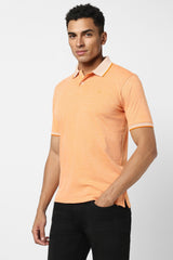 Men's Orange Casual Half Sleeves Polo Tshirt