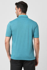 Men's Turquoise Casual Half Sleeves Polo Tshirt