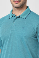 Men's Turquoise Casual Half Sleeves Polo Tshirt
