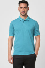 Men's Turquoise Casual Half Sleeves Polo Tshirt