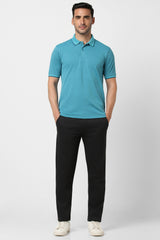 Men's Turquoise Casual Half Sleeves Polo Tshirt