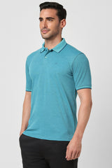 Men's Turquoise Casual Half Sleeves Polo Tshirt