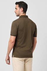 Men's Olive Casual Half Sleeves Polo Tshirt