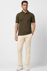 Men's Olive Casual Half Sleeves Polo Tshirt