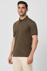 Men's Olive Casual Half Sleeves Polo Tshirt