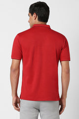 Men's Red Casual Half Sleeves Polo Tshirt