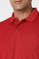 Men's Red Casual Half Sleeves Polo Tshirt