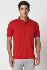 Men's Red Casual Half Sleeves Polo Tshirt