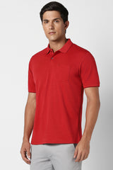 Men's Red Casual Half Sleeves Polo Tshirt
