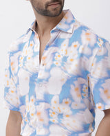 Men's Blue Casual Regular Fit Printed Half Sleeves Shirt