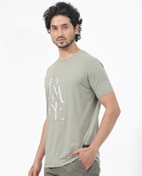 Men's Grey Casual Regular Fit Printed Half Sleeves Tshirt