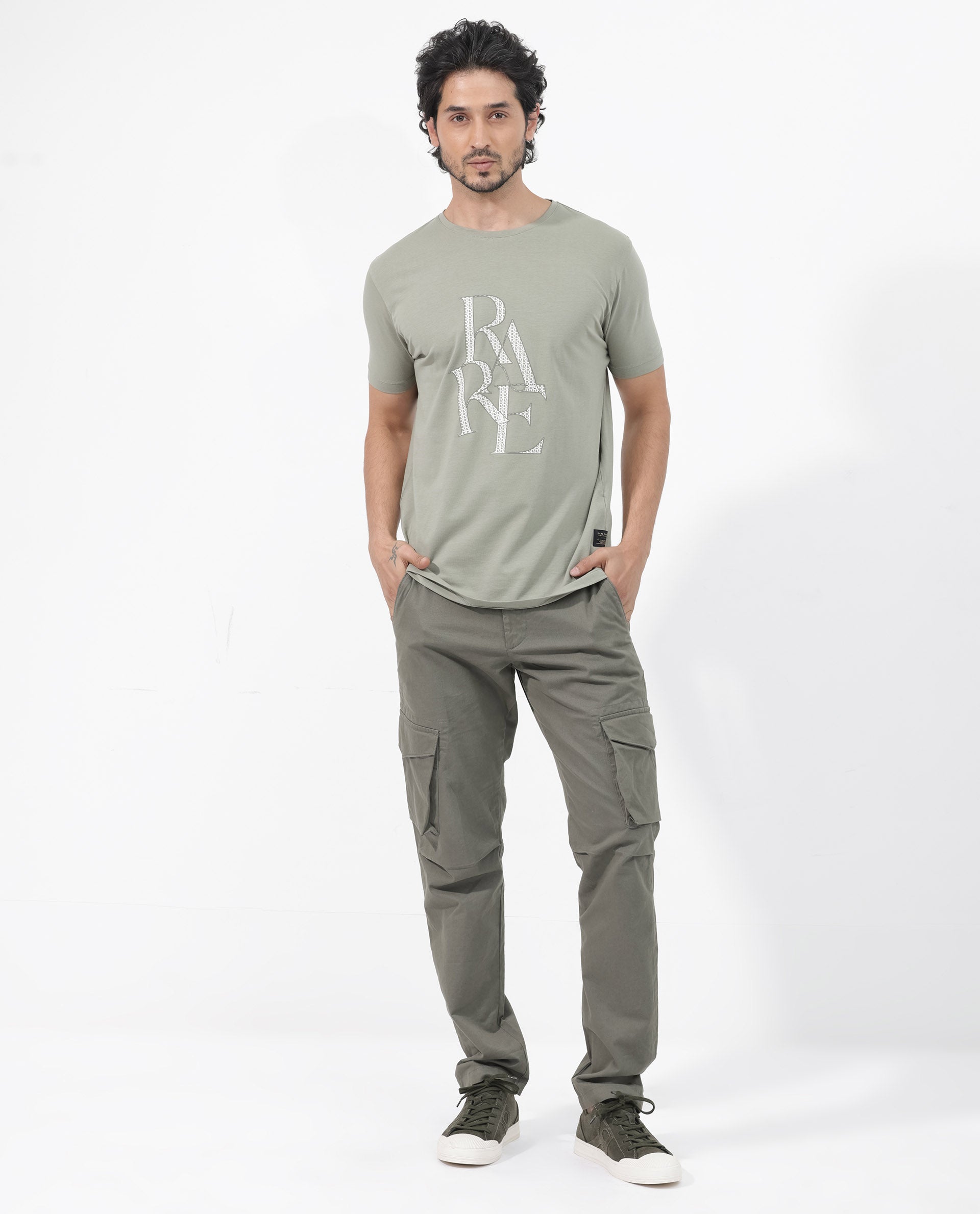 Men's Grey Casual Regular Fit Printed Half Sleeves Tshirt