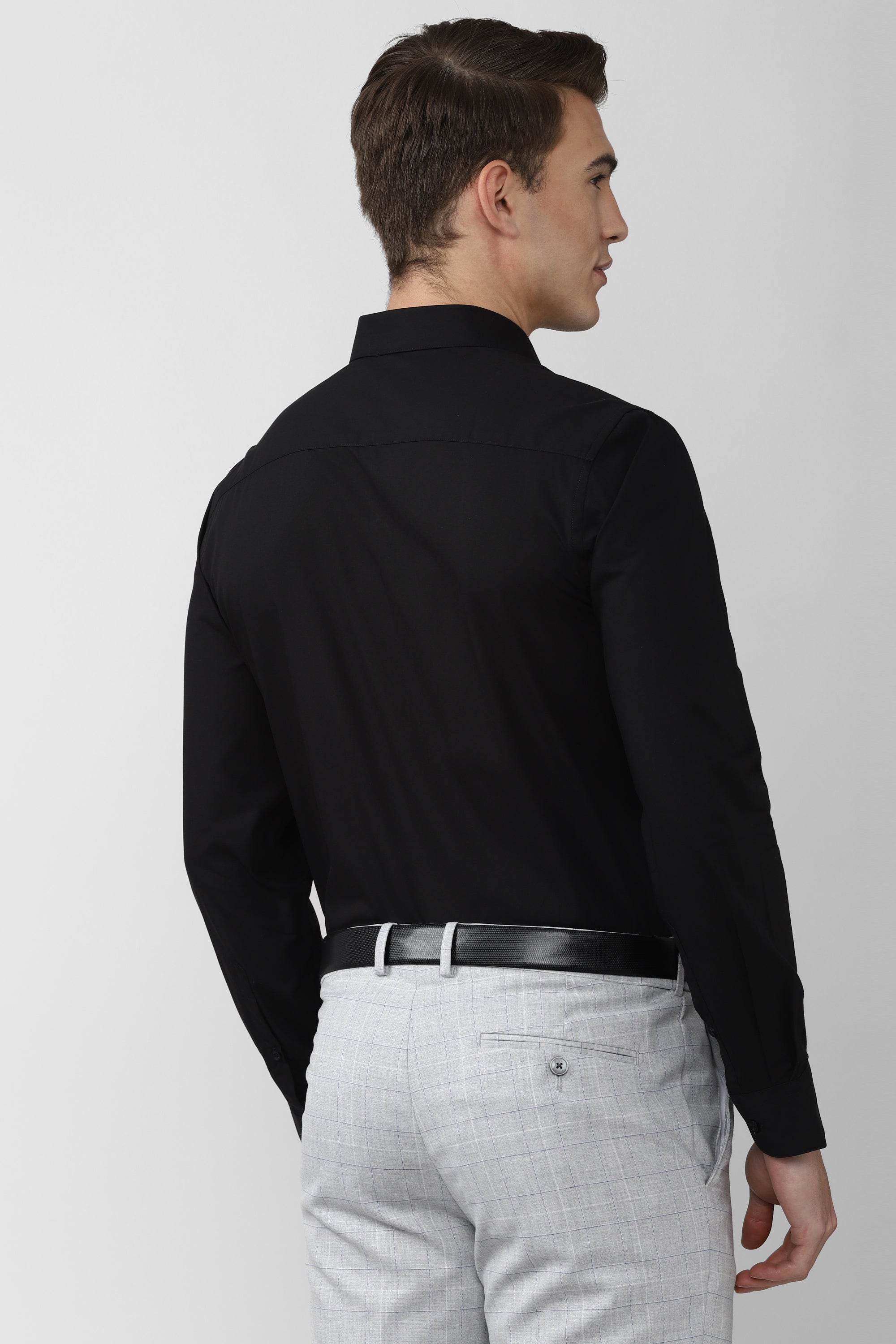 Men's Black Office Wear Full Sleeves Shirt