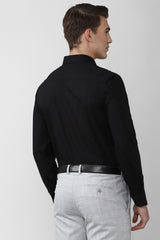 Men's Black Office Wear Full Sleeves Shirt