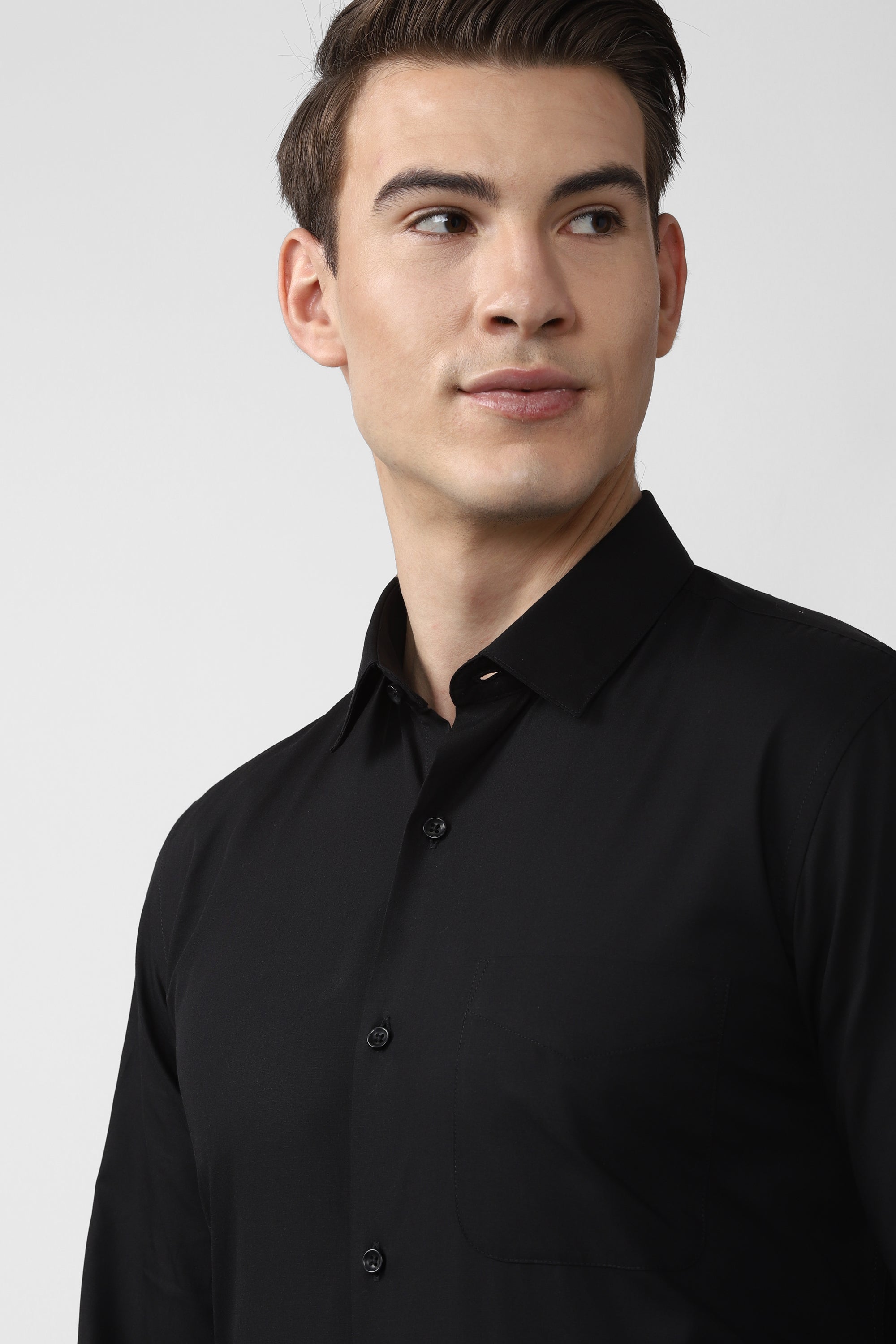 Men's Black Office Wear Full Sleeves Shirt