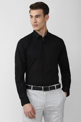 Men's Black Office Wear Full Sleeves Shirt