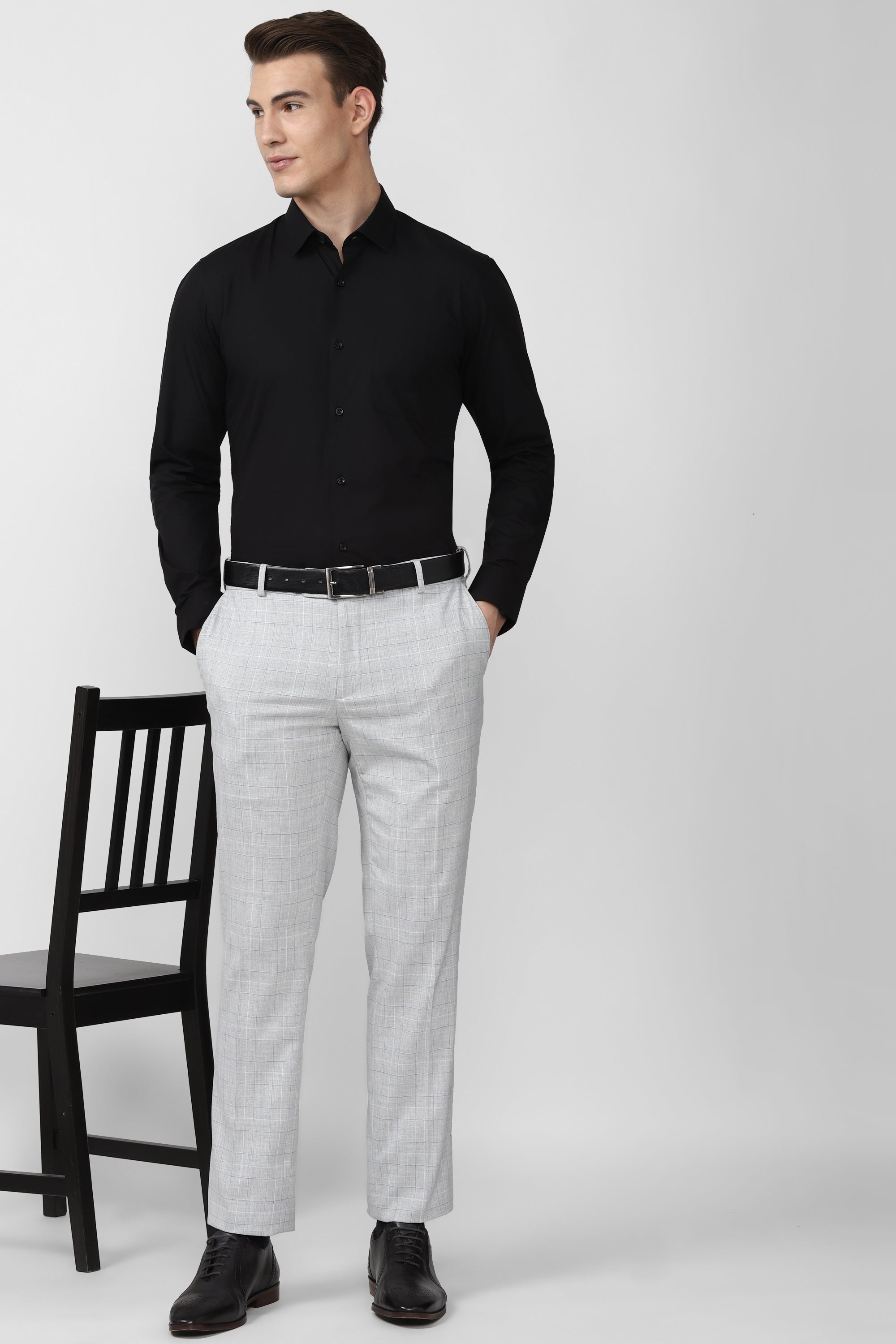 Men's Black Office Wear Full Sleeves Shirt
