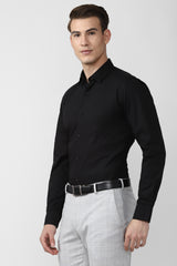 Men's Black Office Wear Full Sleeves Shirt