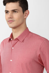 Men's Red Office Wear Full Sleeves Shirt