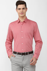 Men's Red Office Wear Full Sleeves Shirt