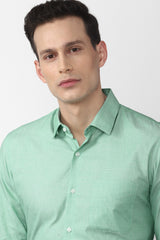 Men's Green Office Wear Full Sleeves Shirt