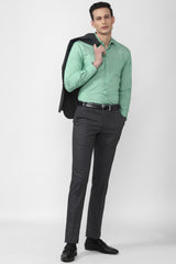 Men's Green Office Wear Full Sleeves Shirt