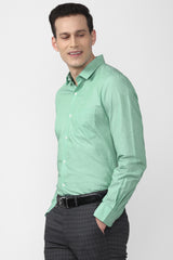 Men's Green Office Wear Full Sleeves Shirt