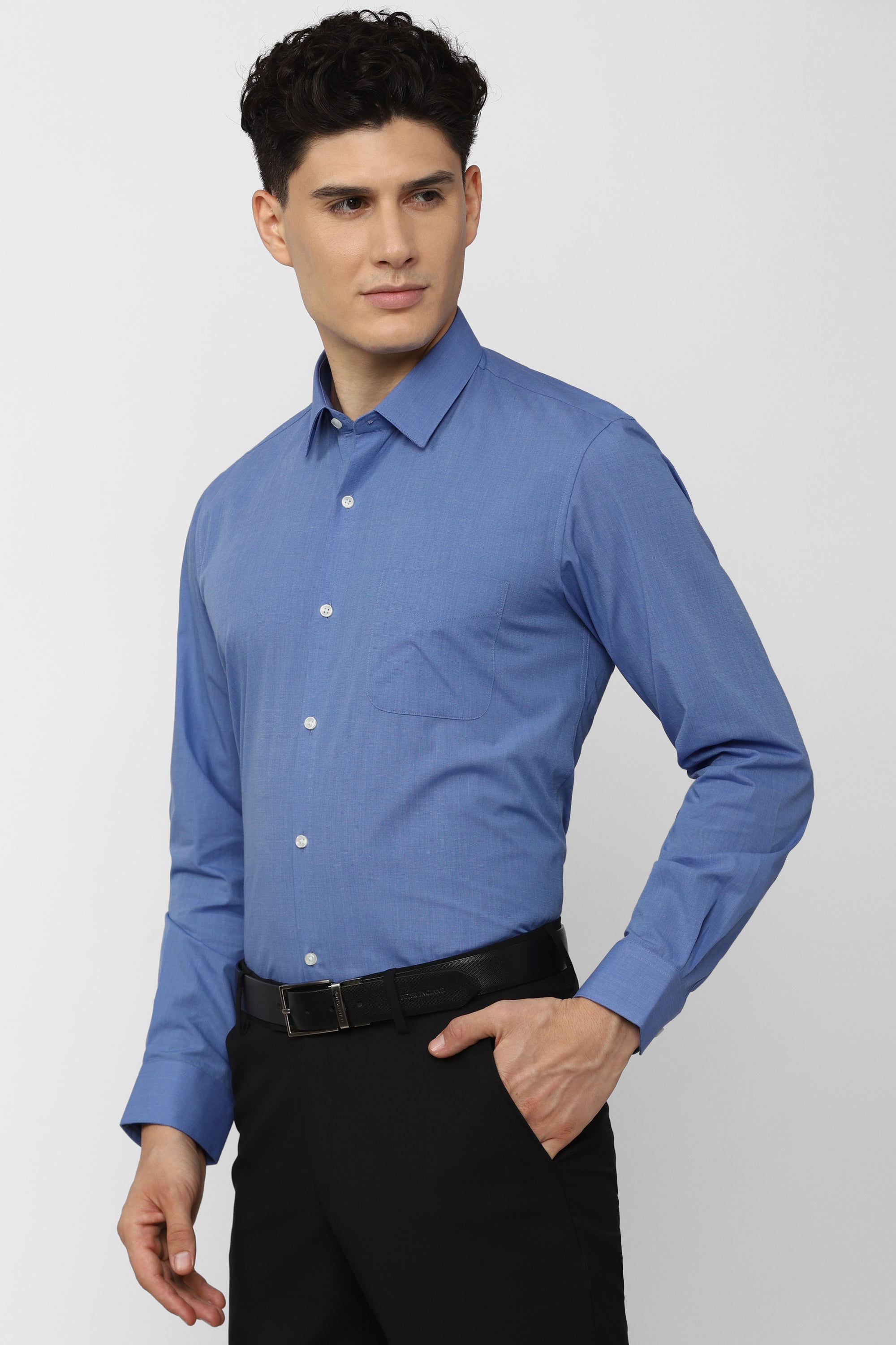 Men's Blue Office Wear Full Sleeves Shirt
