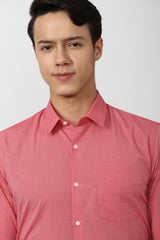 Men's Red Office Wear Full Sleeves Shirt