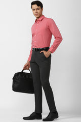 Men's Red Office Wear Full Sleeves Shirt