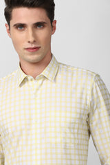 Men's Yellow Office Wear Full Sleeves Shirt