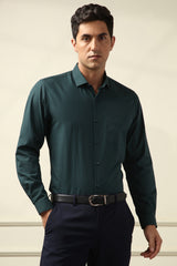 Men's Green Office Wear Full Sleeves Shirt