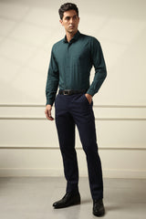 Men's Green Office Wear Full Sleeves Shirt