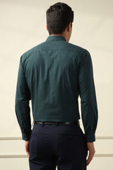 Men's Green Office Wear Full Sleeves Shirt