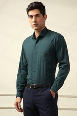 Men's Green Office Wear Full Sleeves Shirt