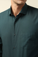 Men's Green Office Wear Full Sleeves Shirt