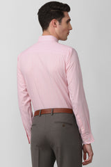 Men's Pink Office Wear Full Sleeves Shirt