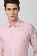 Men's Pink Office Wear Full Sleeves Shirt