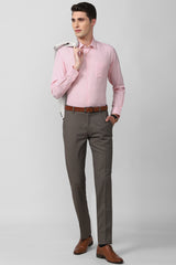Men's Pink Office Wear Full Sleeves Shirt