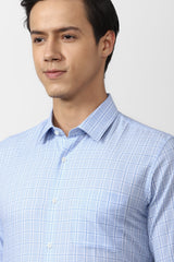 Men's Blue Office Wear Full Sleeves Shirt