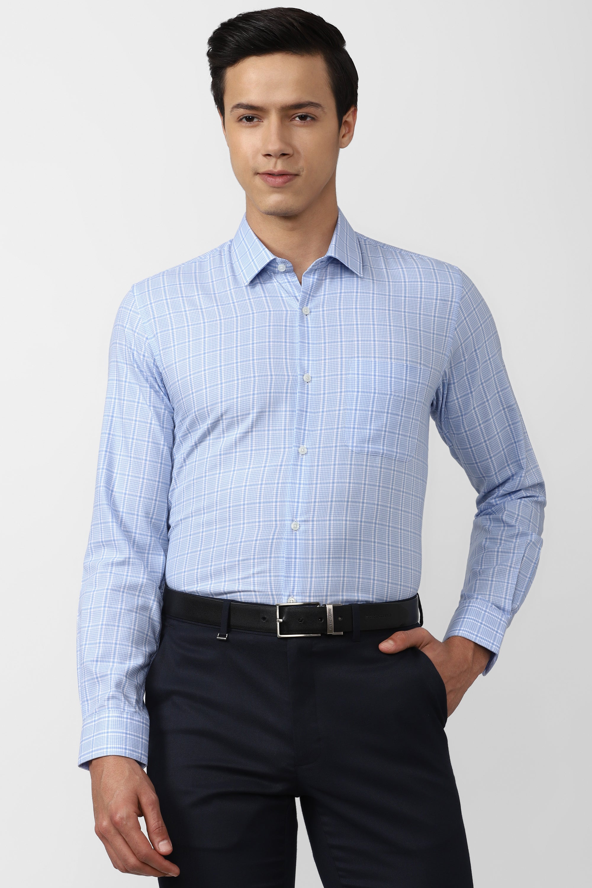 Men's Blue Office Wear Full Sleeves Shirt