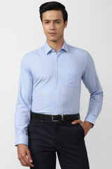 Men's Blue Office Wear Full Sleeves Shirt